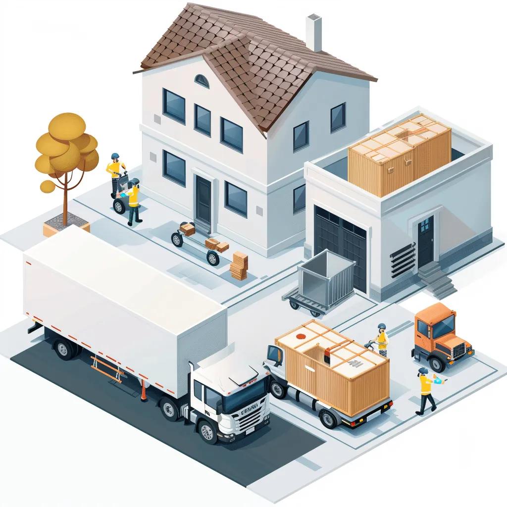 Illustration of self-service moving options in Ottawa, including container rental and truck rental